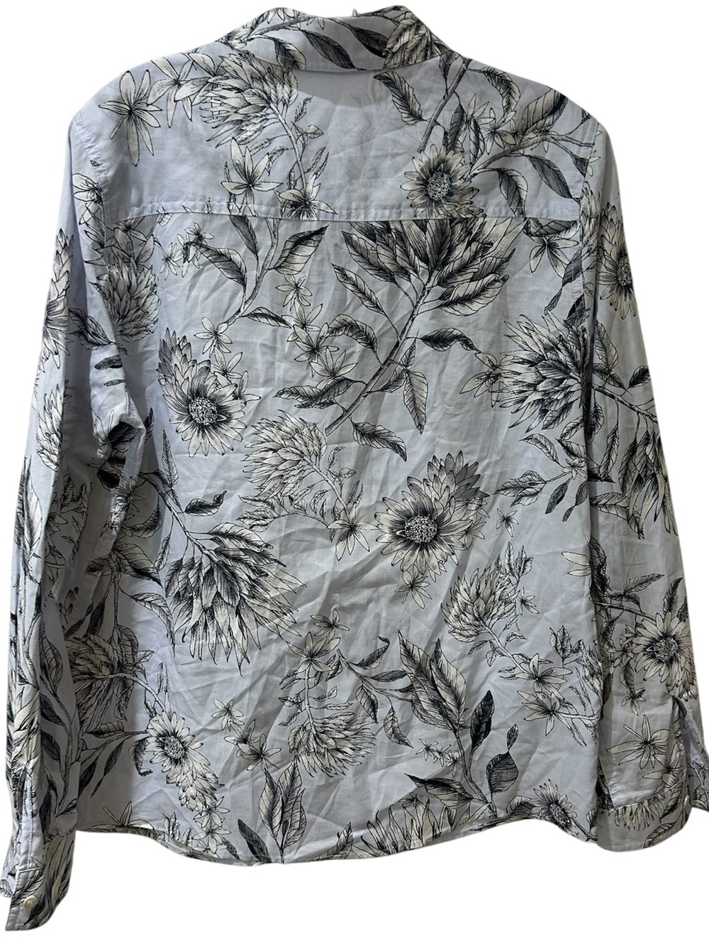 J.McLaughlin Lois Floral Voile Button-Front Shirt Blue/Gray Floral size Large - Picture 3 of 8
